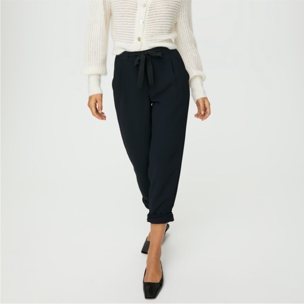 Aritzia Wilfred Allant Cropped Tie Front Pant In Black Sz 0